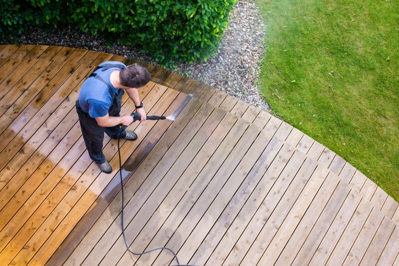 Cleaning a wooden deck